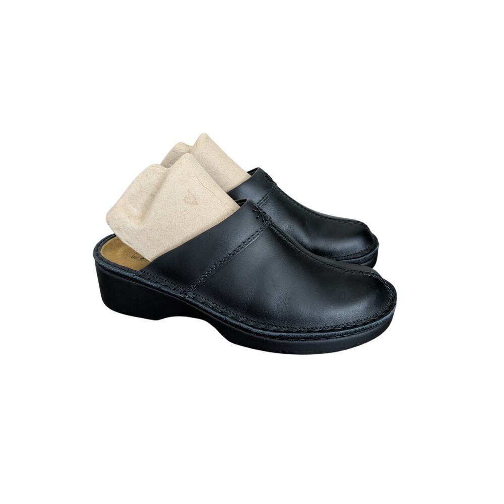 Y2K Naot Darma Clogs Mules Womens 7-7.5US EU38 Black Leather Lagenlook Podiatric